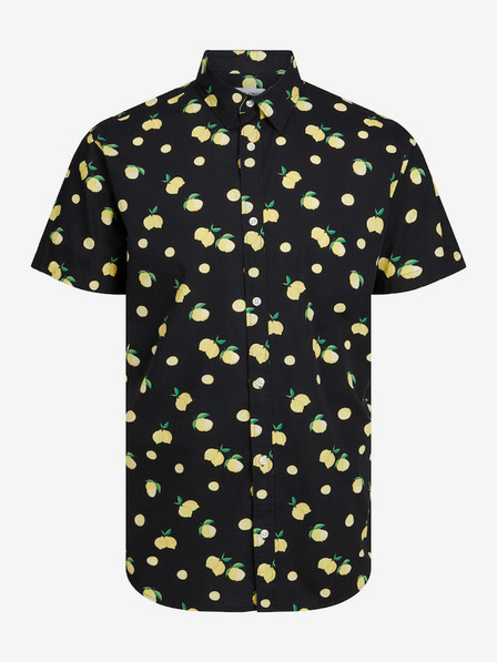 Jack & Jones Černá pánská vzorovaná košile s krátkým rukávem Jack & Jones Sunshade