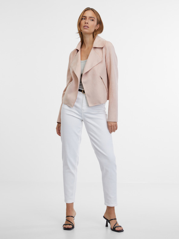 Orsay Světle růžová dámská bunda v semišové úpravě ORSAY