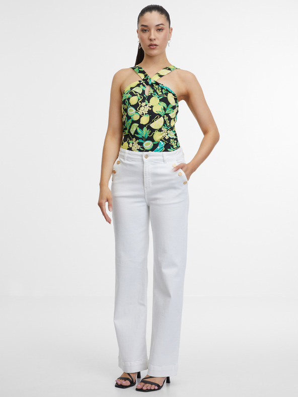 Orsay Černo-žluté dámské vzorované tílko ORSAY