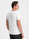 Ombre Clothing Bílé pánské basic tričko s véčkovým výstřihem Ombre Clothing