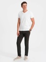 Ombre Clothing Bílé pánské basic tričko s véčkovým výstřihem Ombre Clothing