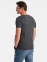 Ombre Clothing Tmavě šedé pánské basic tričko s véčkovým výstřihem Ombre Clothing