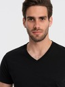 Ombre Clothing Černé pánské basic tričko s véčkovým výstřihem Ombre Clothing