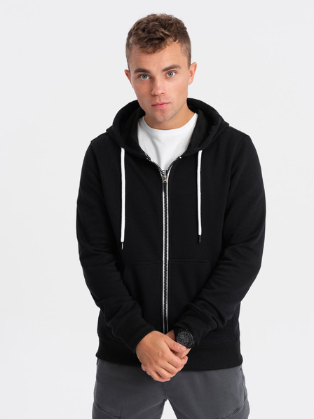 Ombre Clothing Černá pánská mikina na zip s kapucí Ombre Clothing