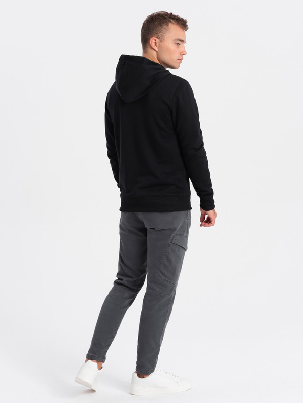 Ombre Clothing Černá pánská mikina na zip s kapucí Ombre Clothing