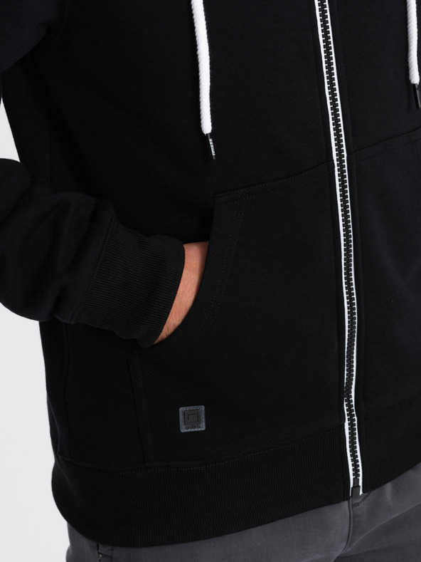 Ombre Clothing Černá pánská mikina na zip s kapucí Ombre Clothing