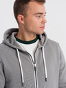 Ombre Clothing Šedá pánská mikina na zip s kapucí Ombre Clothing