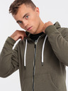 Ombre Clothing Khaki pánská mikina na zip s kapucí Ombre Clothing