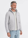 Ombre Clothing Světle šedá pánská lehká prošívaná bunda Ombre Clothing