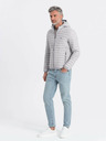 Ombre Clothing Světle šedá pánská lehká prošívaná bunda Ombre Clothing