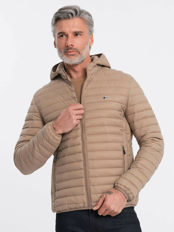 Ombre Clothing Béžová pánská lehká prošívaná bunda Ombre Clothing
