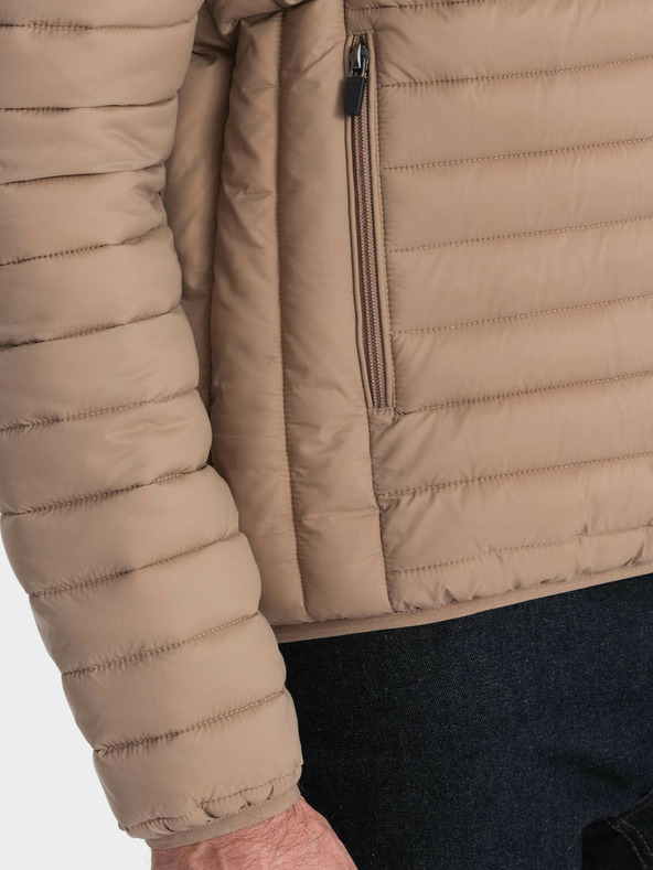 Ombre Clothing Béžová pánská lehká prošívaná bunda Ombre Clothing