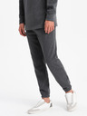 Ombre Clothing Tmavě šedá pánská tepláková souprava mikina s polo límcem + kalhoty Ombre Clothing