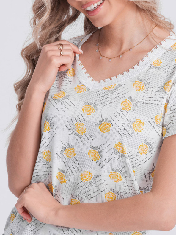 Edoti Bílo-žluté dámské květované pyžamo Edoti