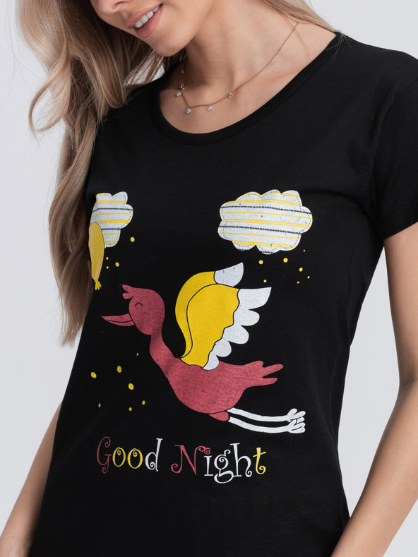 Edoti Krémovo-černé dámské pyžamo s potiskem Edoti