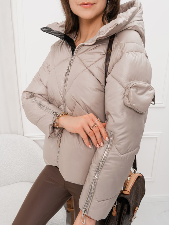 Edoti Dámská prošívaná zimní bunda ve stříbrné barvě Edoti