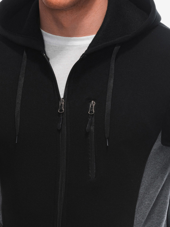 Edoti Černá pánská mikina na zip s kapucí Edoti