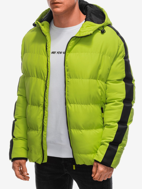 Edoti Světle zelená pánská prošívaná zimní bunda Edoti