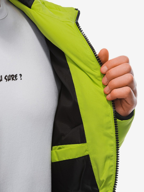 Edoti Světle zelená pánská prošívaná zimní bunda Edoti