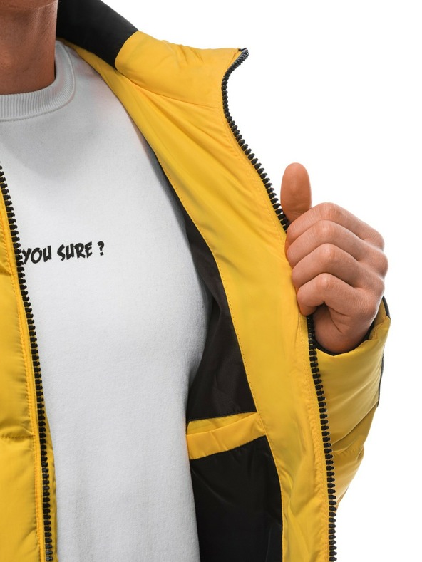 Edoti Žlutá pánská prošívaná zimní bunda Edoti