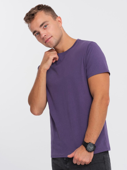 Ombre Clothing Fialové pánské basic tričko Ombre Clothing