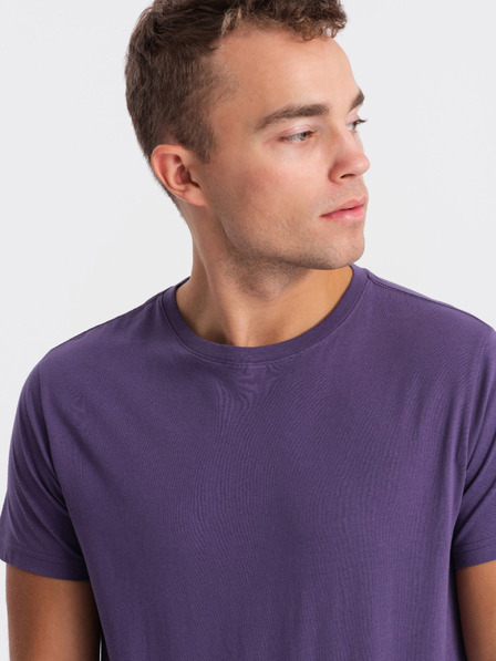 Ombre Clothing Fialové pánské basic tričko Ombre Clothing