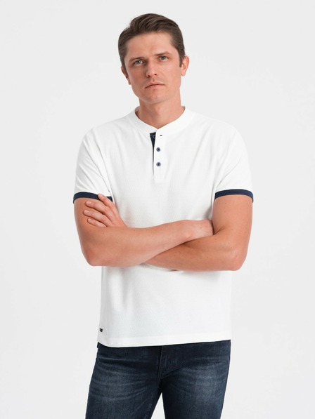 Ombre Clothing Bílé pánské polo tričko Ombre Clothing
