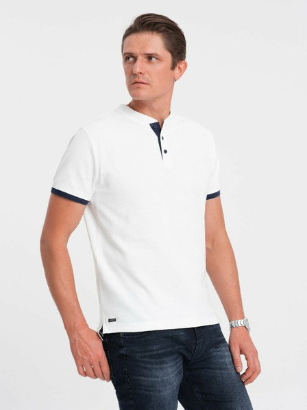 Ombre Clothing Bílé pánské polo tričko Ombre Clothing