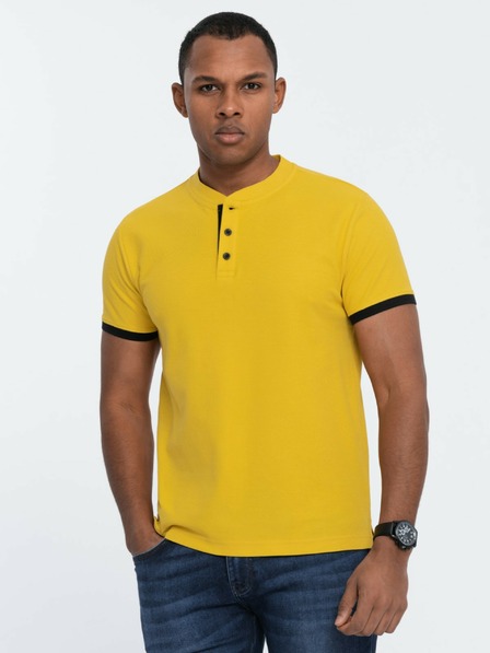 Ombre Clothing Žluté pánské polo tričko Ombre Clothing