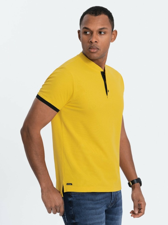 Ombre Clothing Žluté pánské polo tričko Ombre Clothing