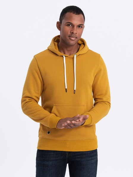 Ombre Clothing Hořčicová pánská mikina s kapucí Ombre Clothing