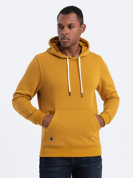 Ombre Clothing Hořčicová pánská mikina s kapucí Ombre Clothing
