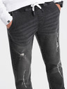 Ombre Clothing Tmavě šedé pánské džíny s potrhaným efektem Ombre Clothing