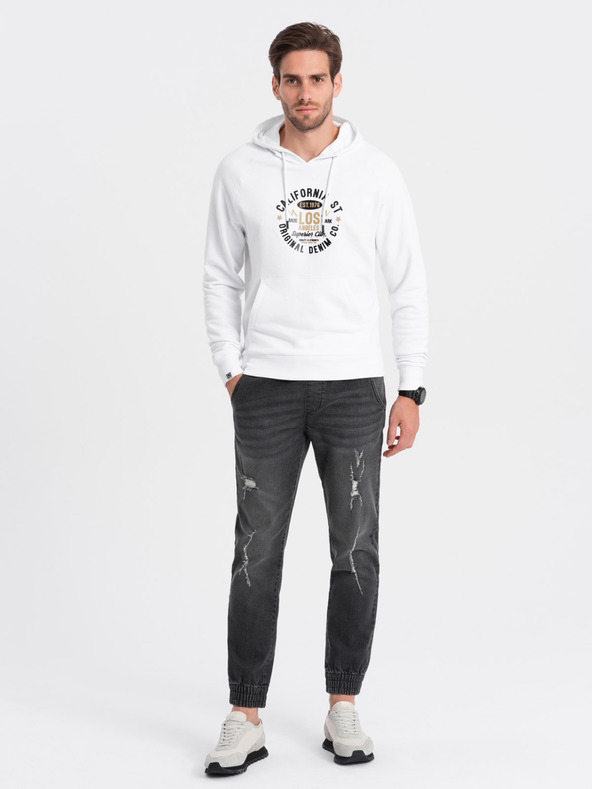 Ombre Clothing Tmavě šedé pánské džíny s potrhaným efektem Ombre Clothing