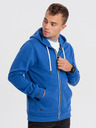 Ombre Clothing Modrá pánská mikina na zip s kapucí Ombre Clothing