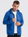 Ombre Clothing Modrá pánská mikina na zip s kapucí Ombre Clothing