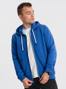 Ombre Clothing Modrá pánská mikina na zip s kapucí Ombre Clothing