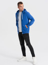 Ombre Clothing Modrá pánská mikina na zip s kapucí Ombre Clothing
