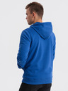 Ombre Clothing Modrá pánská mikina na zip s kapucí Ombre Clothing