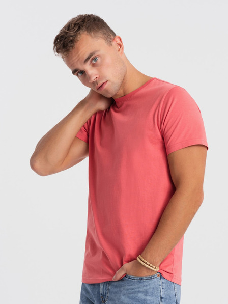 Ombre Clothing Korálové pánské basic tričko Ombre Clothing