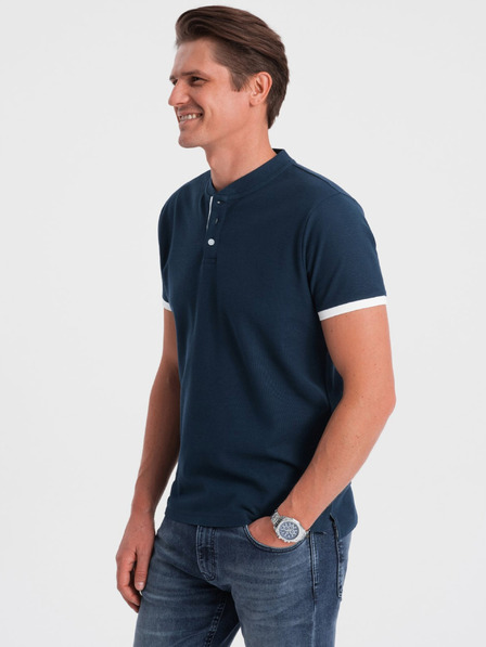 Ombre Clothing Tmavě modré pánské polo tričko Ombre Clothing