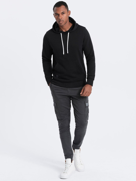 Ombre Clothing Černá pánská mikina s kapucí Ombre Clothing