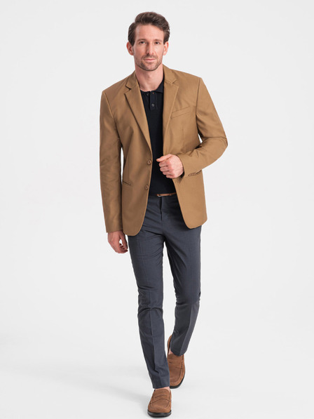 Ombre Clothing Světle hnědé pánské sako Ombre Clothing