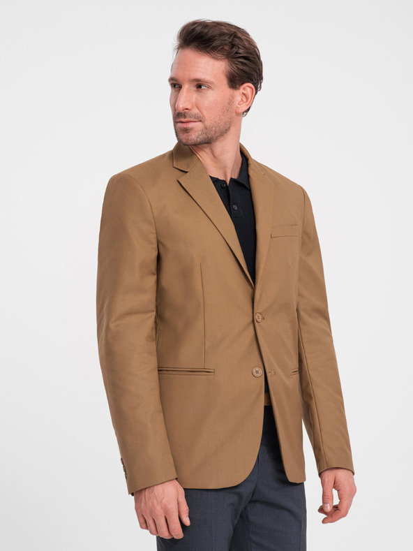 Ombre Clothing Světle hnědé pánské sako Ombre Clothing