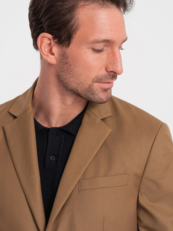 Ombre Clothing Světle hnědé pánské sako Ombre Clothing