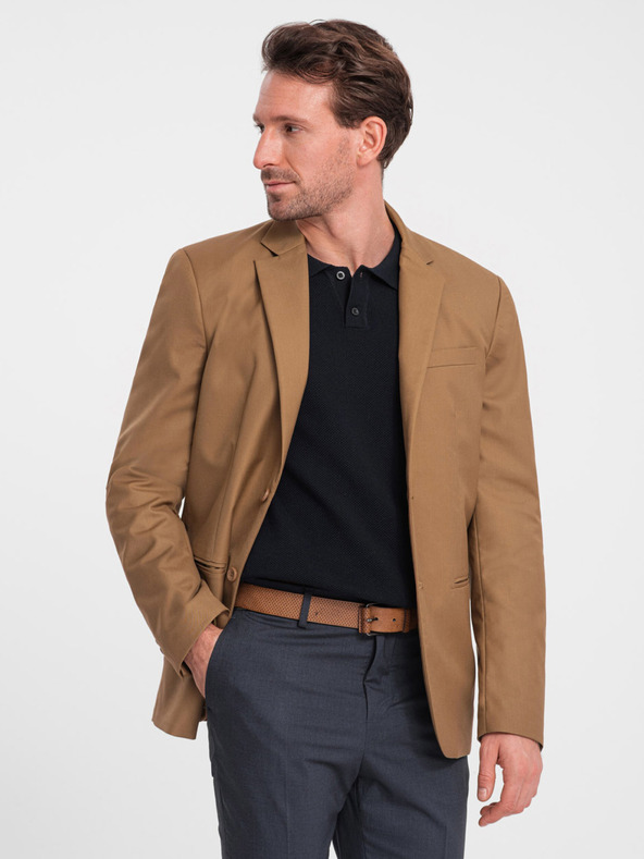 Ombre Clothing Světle hnědé pánské sako Ombre Clothing