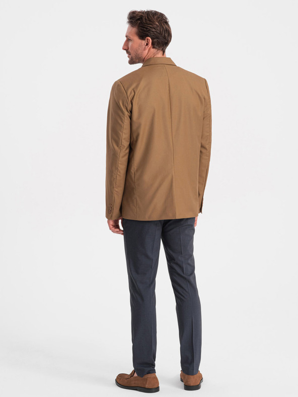 Ombre Clothing Světle hnědé pánské sako Ombre Clothing