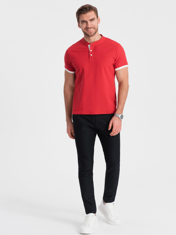 Ombre Clothing Červené pánské polo tričko Ombre Clothing