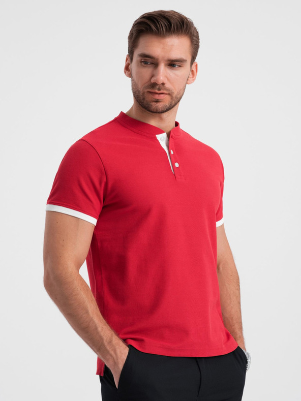 Ombre Clothing Červené pánské polo tričko Ombre Clothing