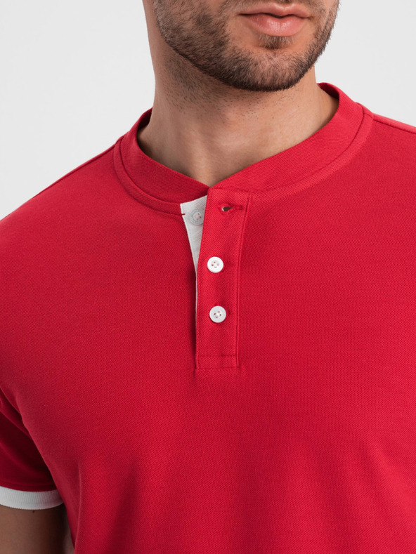 Ombre Clothing Červené pánské polo tričko Ombre Clothing